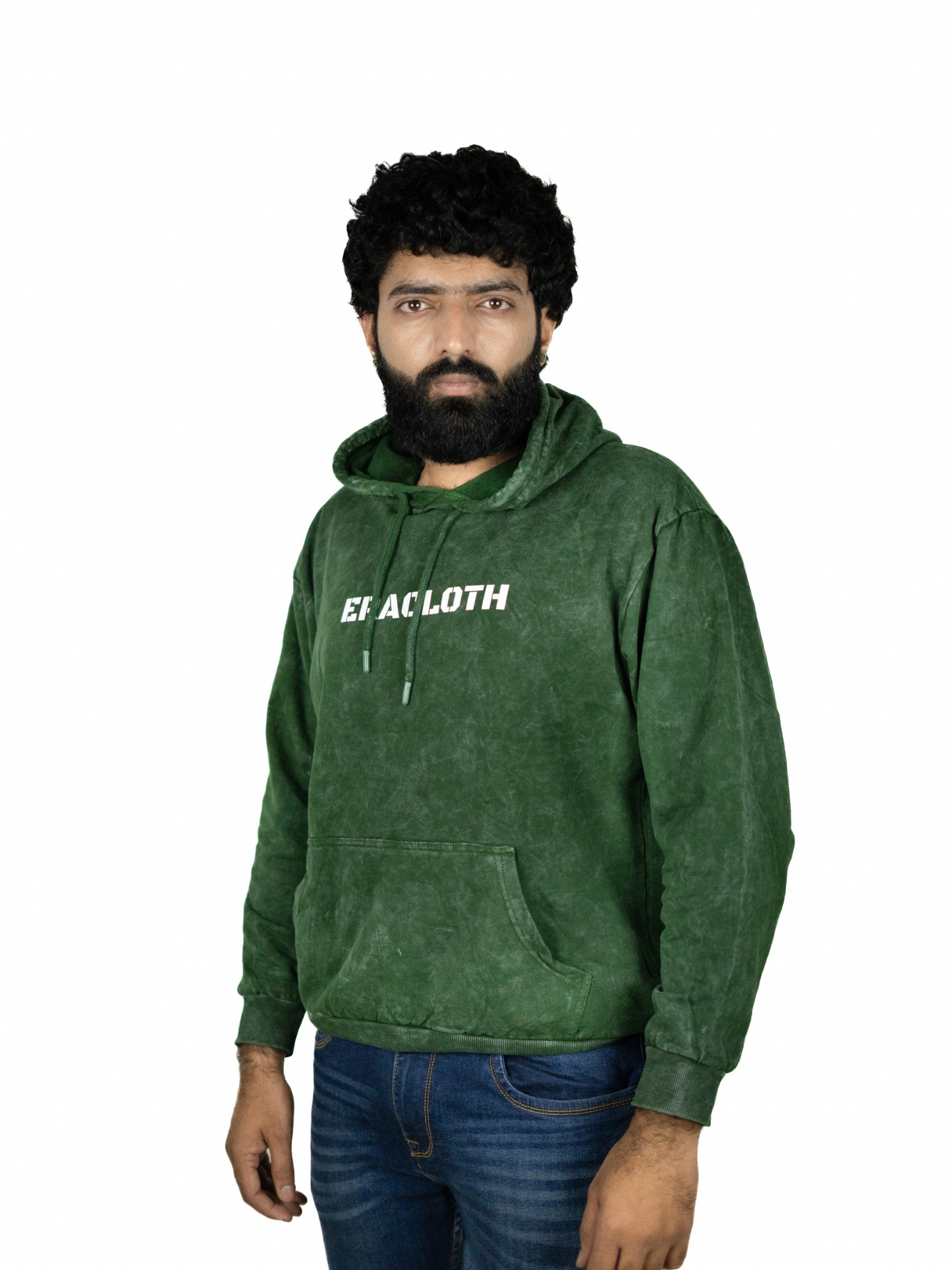 Distressed Green Hooded Sweatshirt