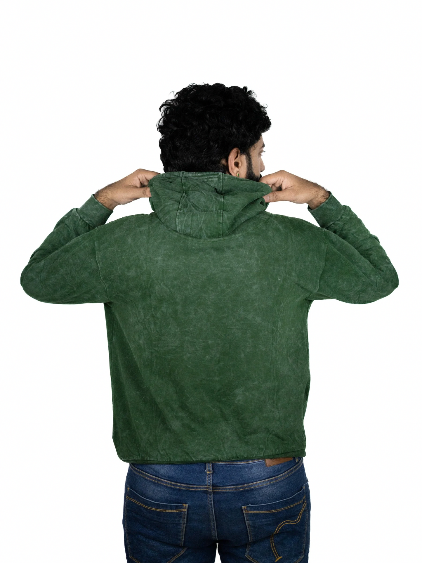 Distressed Green Hooded Sweatshirt