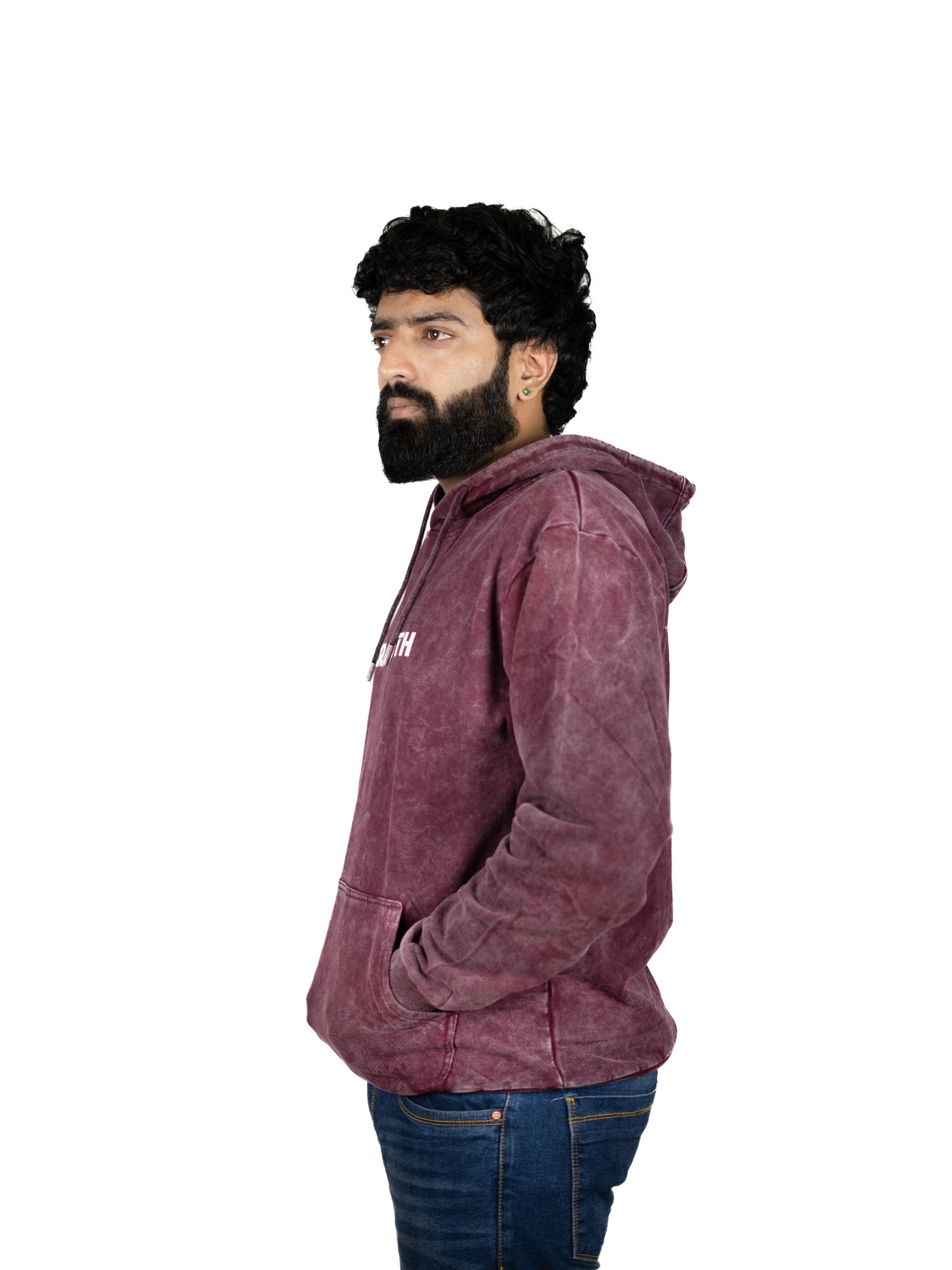 Maroon Acid Dye Hooded Sweatshirt