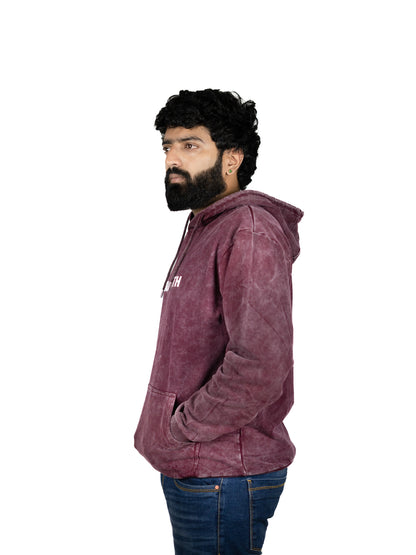 Maroon Acid Dye Hooded Sweatshirt