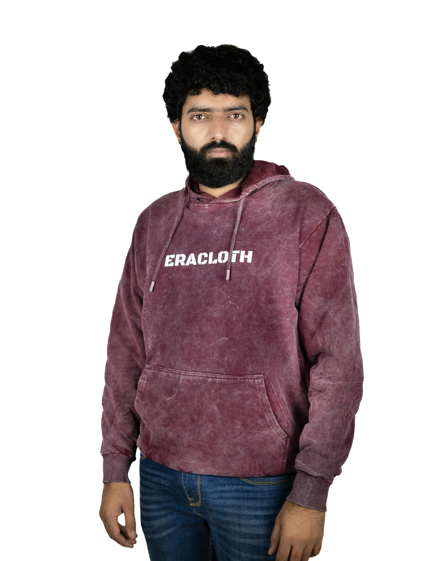 Maroon Acid Dye Hooded Sweatshirt