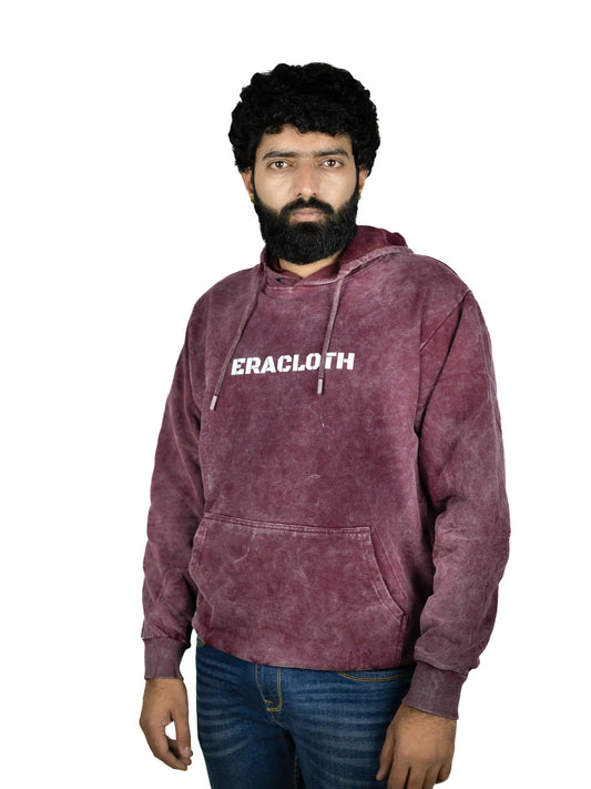 Maroon Acid Dye Hooded Sweatshirt