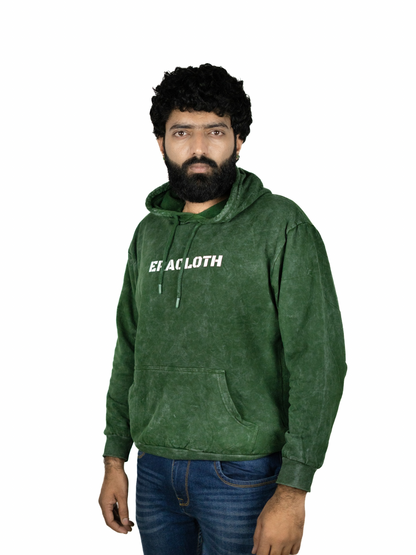 Distressed Green Hooded Sweatshirt