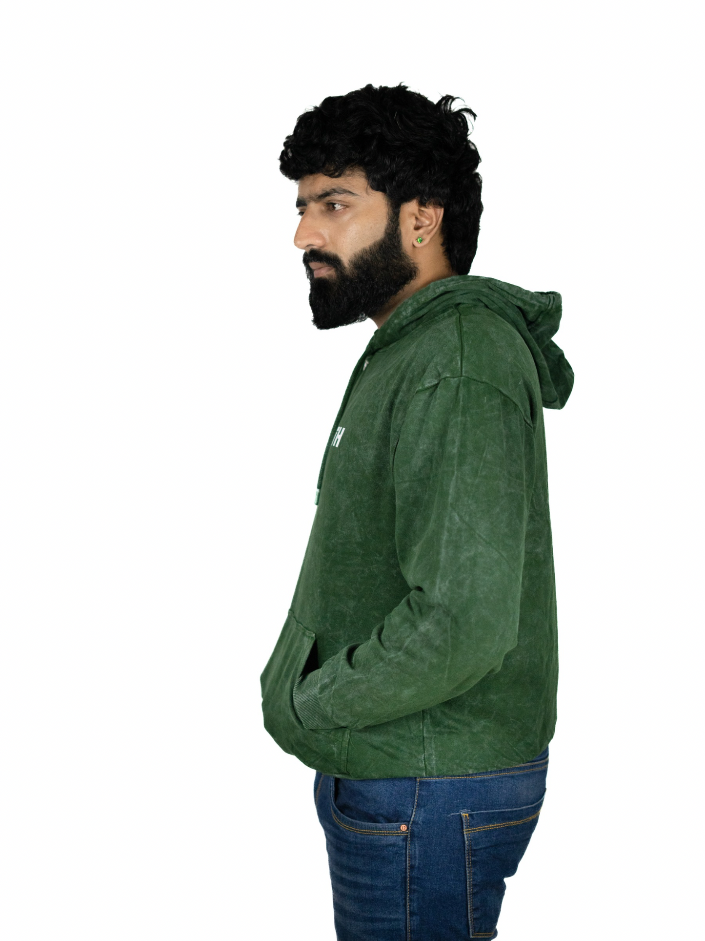 Distressed Green Hooded Sweatshirt