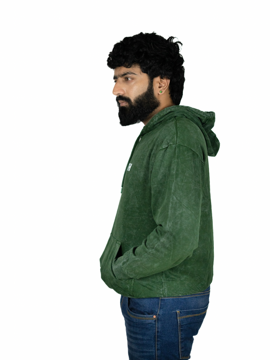 Distressed Green Hooded Sweatshirt