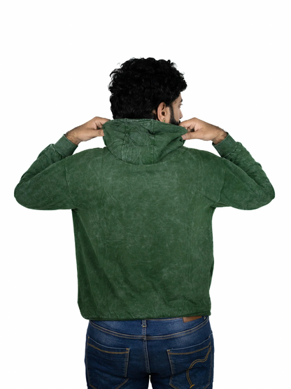 Distressed Green Hooded Sweatshirt